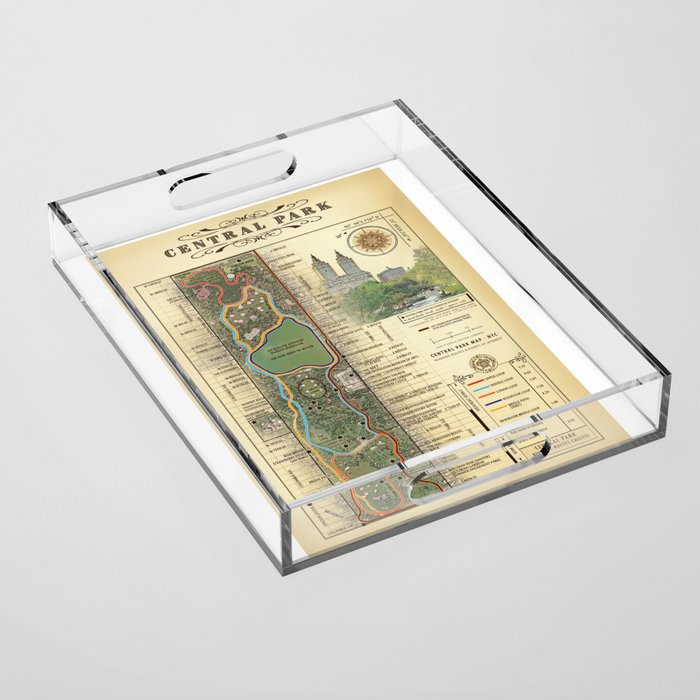 NYC's Central Park [Vintage Inspired] "San Remo" Running route map Acrylic Tray