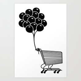 Black Trolley Black Balloons Art Print