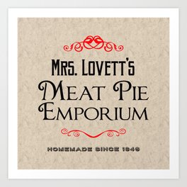 Mrs. Lovett's Meat Pie Emporium (Sweeney Todd) Art Print