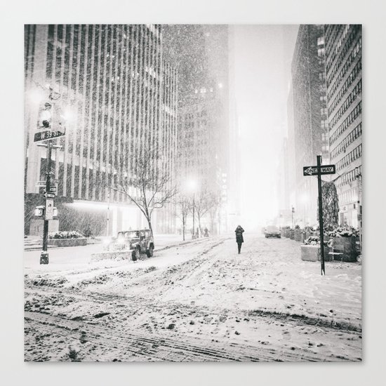 New York City Snow in Times Square Canvas Print