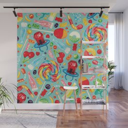 Candy Pattern - Teal Wall Mural