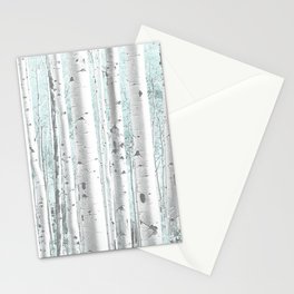Pale Birch and Blue Stationery Cards