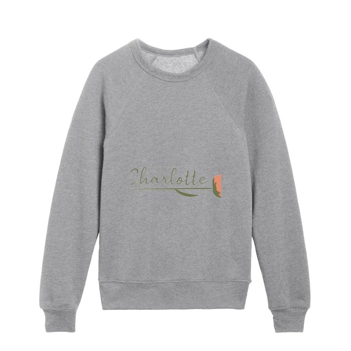 Charlotte name on a rose Kids Crewneck