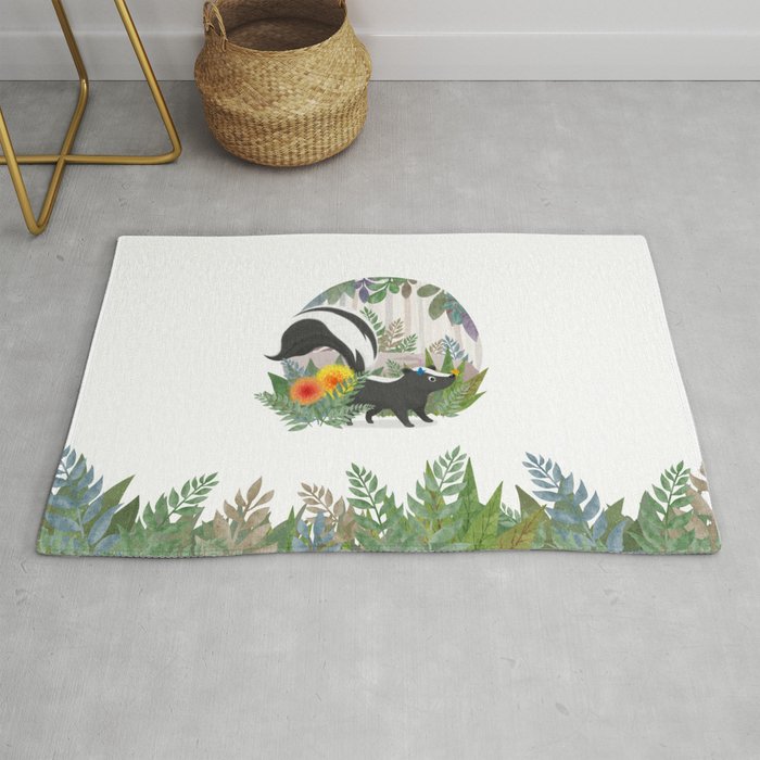 Skunk in the forest Rug