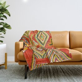 Orange Traditional Moroccan Rug Design Throw Blanket