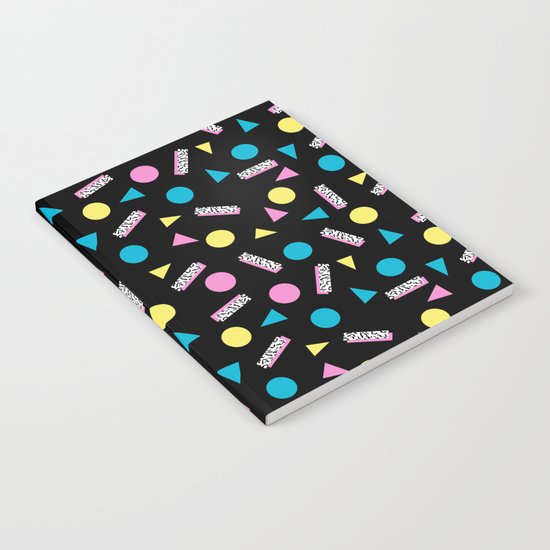 Max Out - abstract memphis minimal colorful neon bright happy shapes geometric 1980s 80s retro Notebook