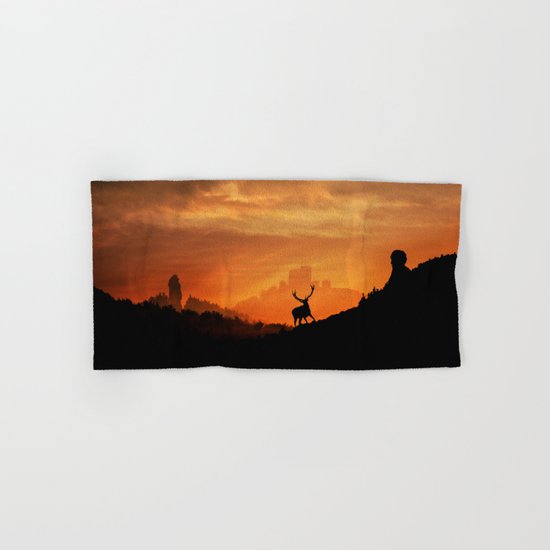 Deer in a mystical landscape Hand & Bath Towel