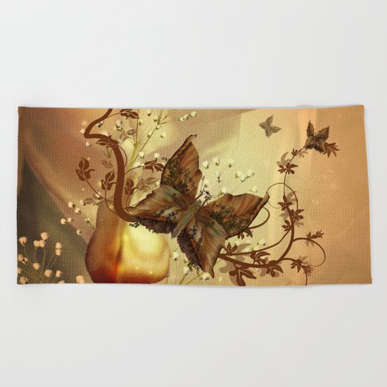 Wonderful fantasy butterflies Beach Towel