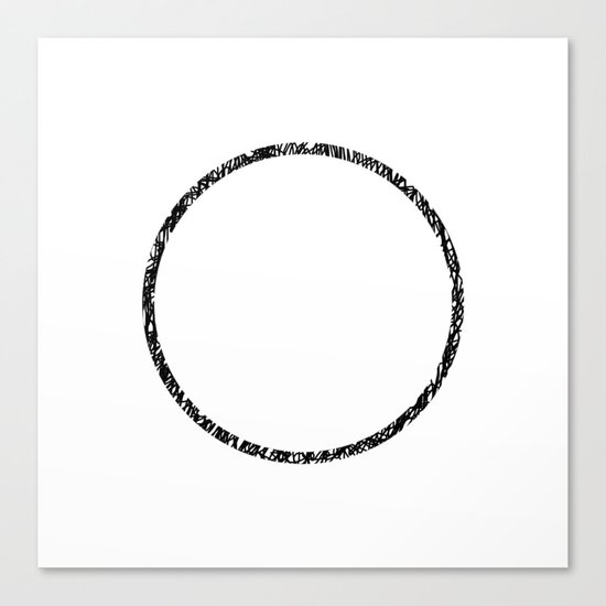 Scribble Ring - Black ink, black and white, minimalistic, ring artwork Canvas Print