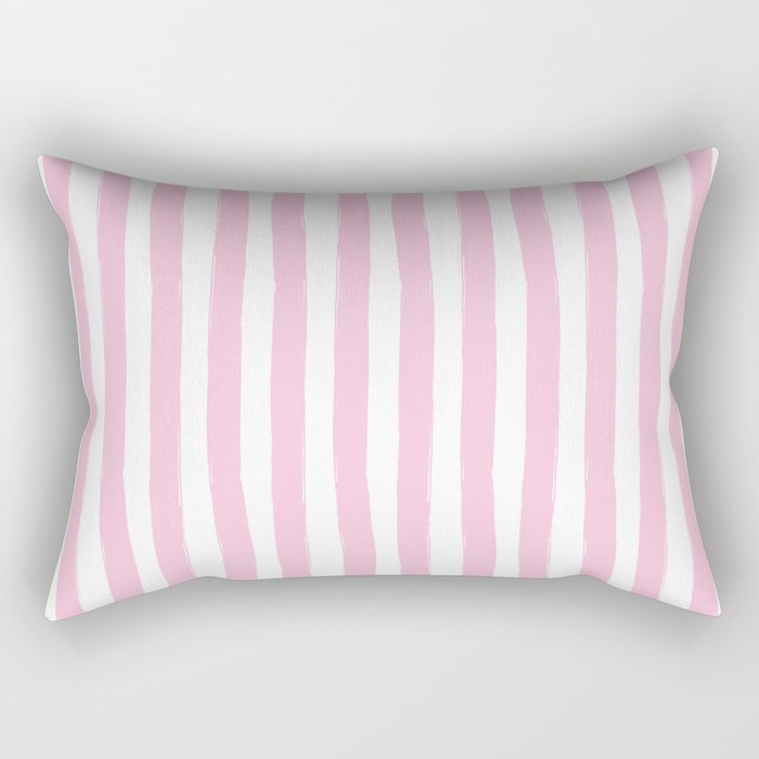 Pink and White Cabana Stripes Palm Beach Preppy Rectangular Pillow