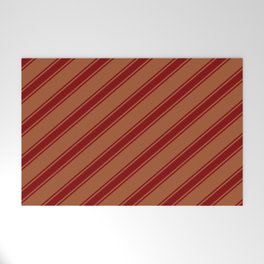 [ Thumbnail: Sienna and Maroon Colored Lined/Striped Pattern Welcome Mat ]