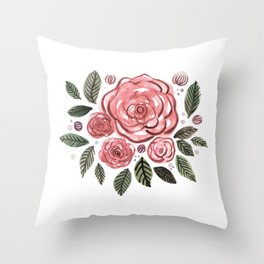 Spring roses bouquet - vintage Throw Pillow