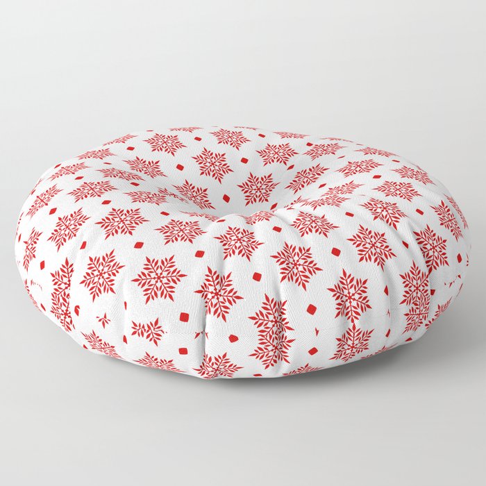 Red Snowflakes pattern Floor Pillow