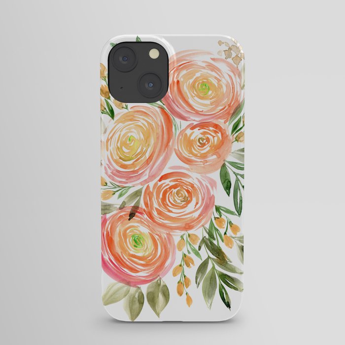 Watercolor ranunculus in rose gold iPhone Case