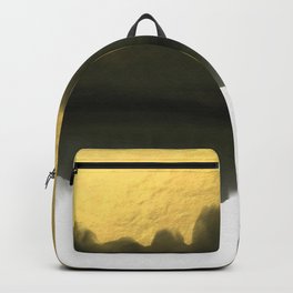 vapour Backpack | Gilded, Watercolor, Horizon, Abstract, Painting, White, Black, Blackandwhite, Gold 