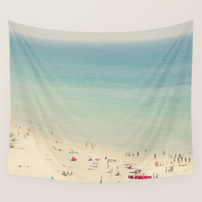Aerial Crowded Beach Pastel Beach Ocean Print Sea Travel