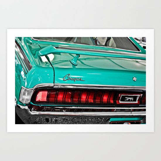 1970 Teal Blue Mercury Cougar Art Print