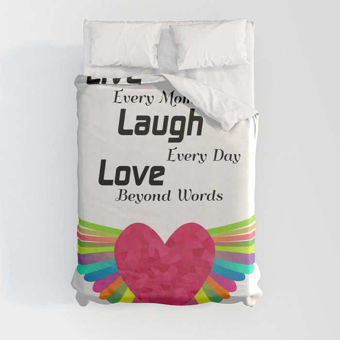 Positive Motivational Quotes Live Laugh Love Inspirational Gifts Duvet Cover