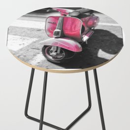 Pink Vintage Vespa Black and White Photography Side Table