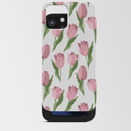 Seamless pattern of pale pink tulips iPhone Card Case