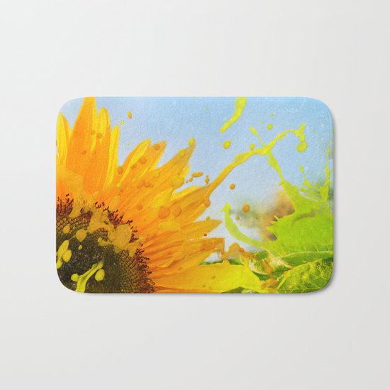 Splashing Sunflower Bath Mat