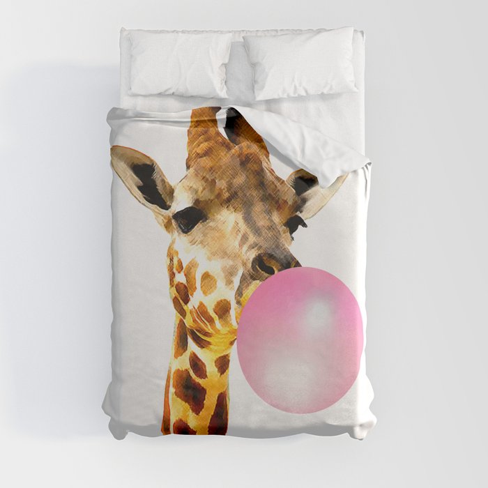 Giraffe Chewing Gum Duvet Cover