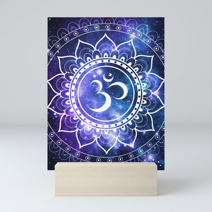 Om Mandala: Violet & Teal Galaxy Mini Art Print