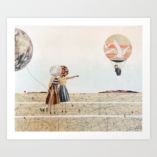 trip to the moon, collage Art Print