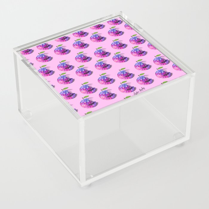 Disco apple bright pink/purple - pink background Acrylic Box