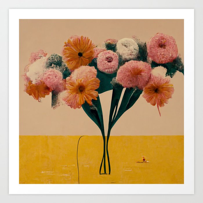 Pastel flowers in a bunch  Art Print
