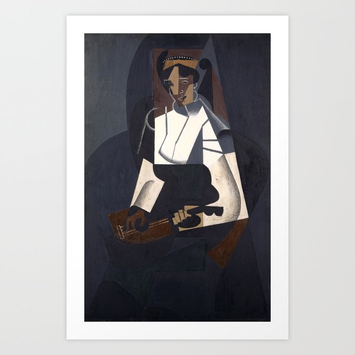 juan gris paintings Woman with Mandolin (1916) Art Print