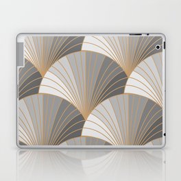 Grey elements with gold outline. seamless pattern. Art deco style. Vintage wallpaper. Laptop Skin