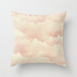 Seamless Watercolor Pink Nude Clouds Pattern Throw Pillow