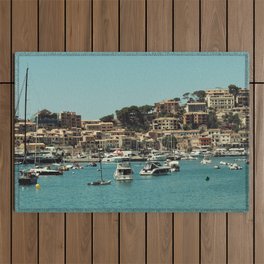Spain Photography - Boats Floating Off The Spanish Shore Outdoor Rug