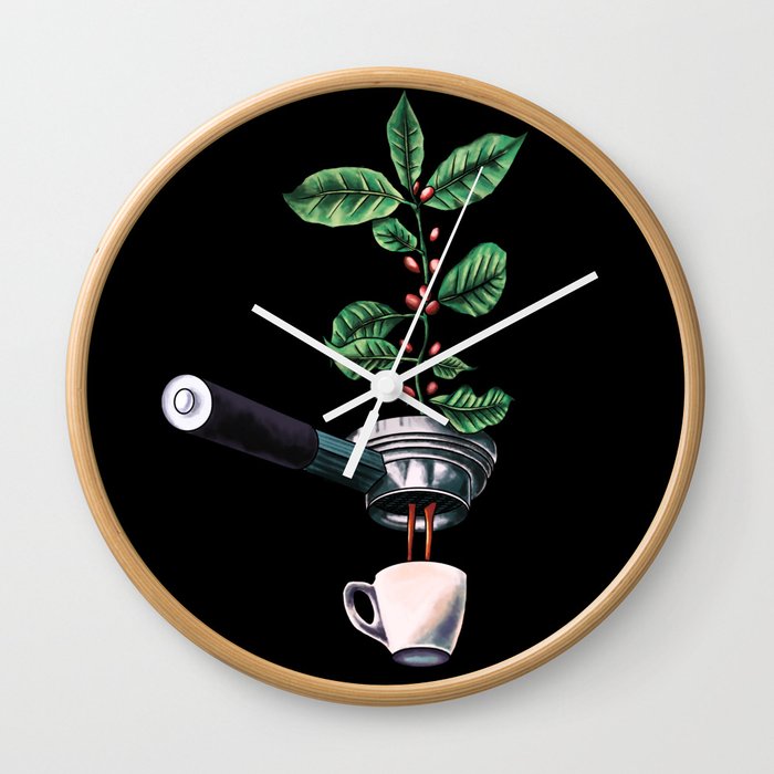 Coffee Plant Design Espresso Barista Wall Clock