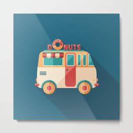 Donuts Van Metal Print | Food, Delivery, Auto, Snack, Dessert, Fast, Transport, Glaze, Automobile, Poster 