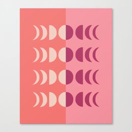Moon Phases 19 in Coral Purple Beige Pink Canvas Print