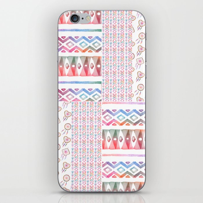 Seamless pattern with boho vintage tribal ethnic colorful vibrant feathers iPhone Skin