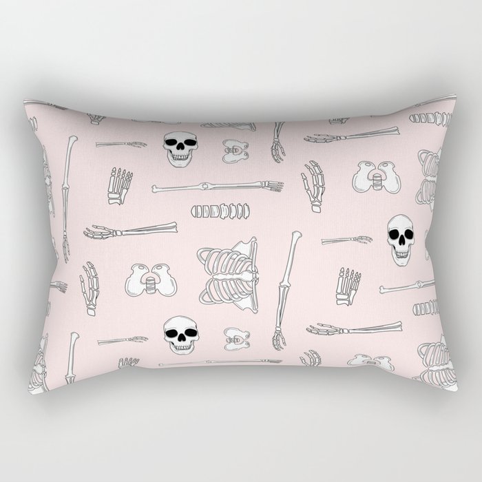 Skeleton Parts Repeat Pink Rectangular Pillow