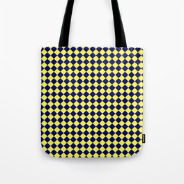 Electric Yellow and Navy Blue Diamonds Tote Bag