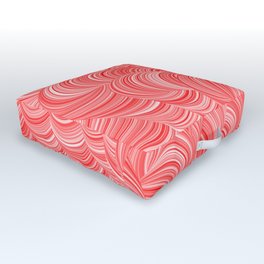 Red and White Swirly Peppermint Abstract Pattern Outdoor Floor Cushion
