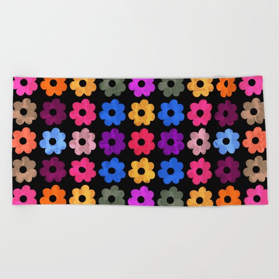 Colorful Floral Pattern III Beach Towel
