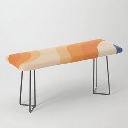 Visca - Orange Blue Colourful Dynamic Wavy Retro Art Design Pattern Bench