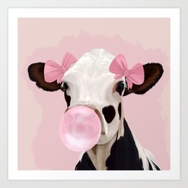 Cute Pink Girly Cow Art Print