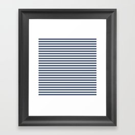 Navy Blue and white Stripes Framed Art Print