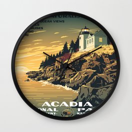 Vintage poster - Acadia National Park Wall Clock