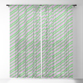 [ Thumbnail: Lime Green and Plum Colored Pattern of Stripes Sheer Curtain ]