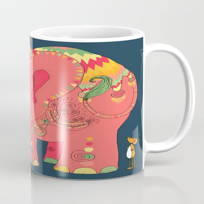 colorful Indian elephant and mouse Coffee Mug