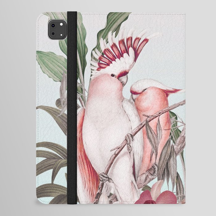 Pastel Pink Tropical Cockatoos Nostalgic Paradise iPad Folio Case
