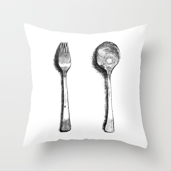 spoon and fork Throw Pillow